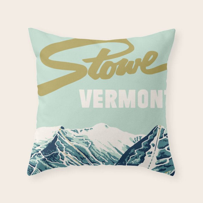 2021 Ski Stowe Vermont Vintage Poster  Throw Pillow
