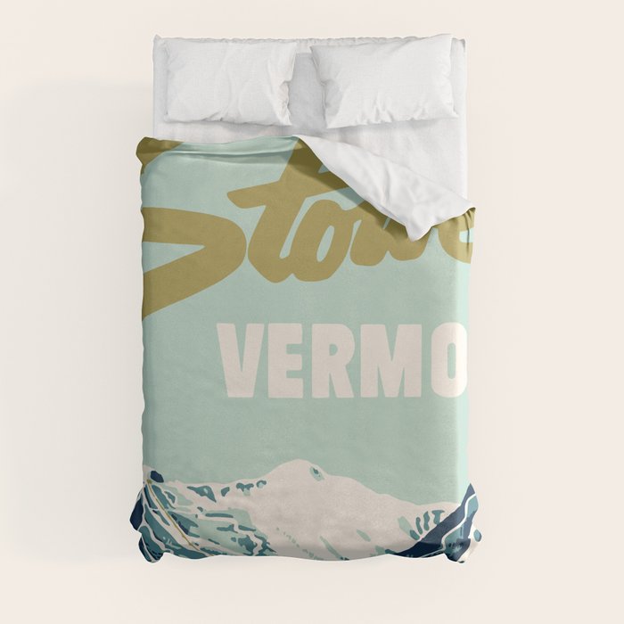 2021 Ski Stowe Vermont Vintage Poster  Duvet Cover