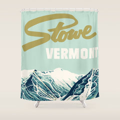 2021 Ski Stowe Vermont Vintage Poster  Shower Curtain
