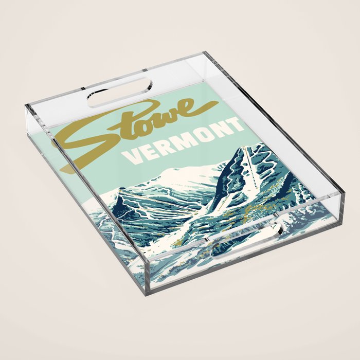 2021 Ski Stowe Vermont Vintage Poster  Acrylic Tray