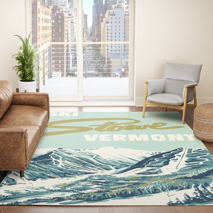 2021 Ski Stowe Vermont Vintage Poster  Rug