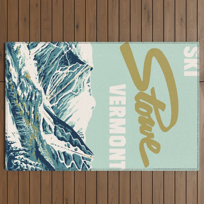 2021 Ski Stowe Vermont Vintage Poster  Outdoor Rug