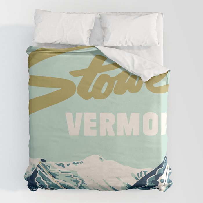 2021 Ski Stowe Vermont Vintage Poster  Duvet Cover