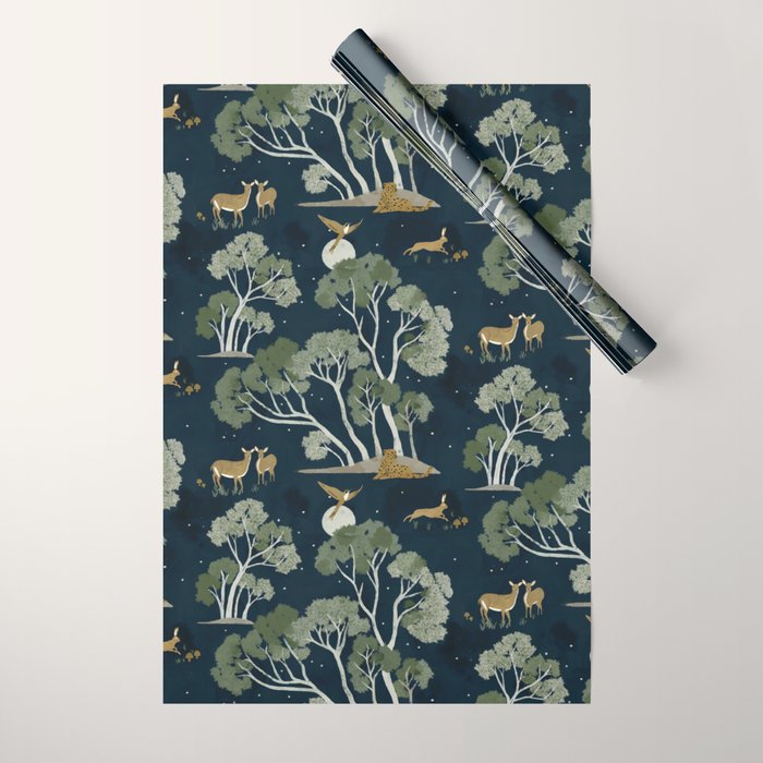 A Forest Awakens Full Moon Wrapping Paper