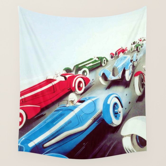 1932 Vintage 24 Hours of Le Mans French Auto Racing Wall Decor Wall Tapestry