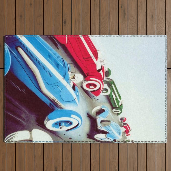 1932 Vintage 24 Hours of Le Mans French Auto Racing Wall Decor Outdoor Rug