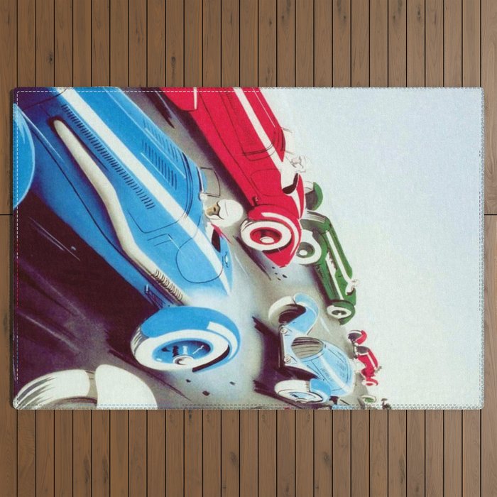 1932 Vintage 24 Hours of Le Mans French Auto Racing Wall Decor Outdoor Rug