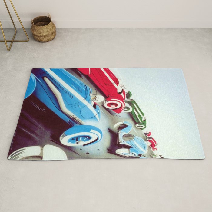 1932 Vintage 24 Hours of Le Mans French Auto Racing Wall Decor Rug