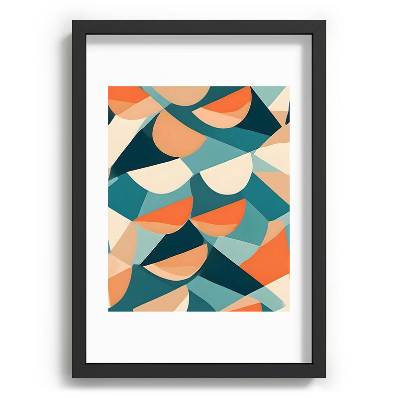 1/4 Cut, Abstract Fresh Fruits Citrus, Orange Lemon Illustration Scandinavian, Pastel Geometric Shapes eclectic Contemporary Modern Boho Framed Art Print