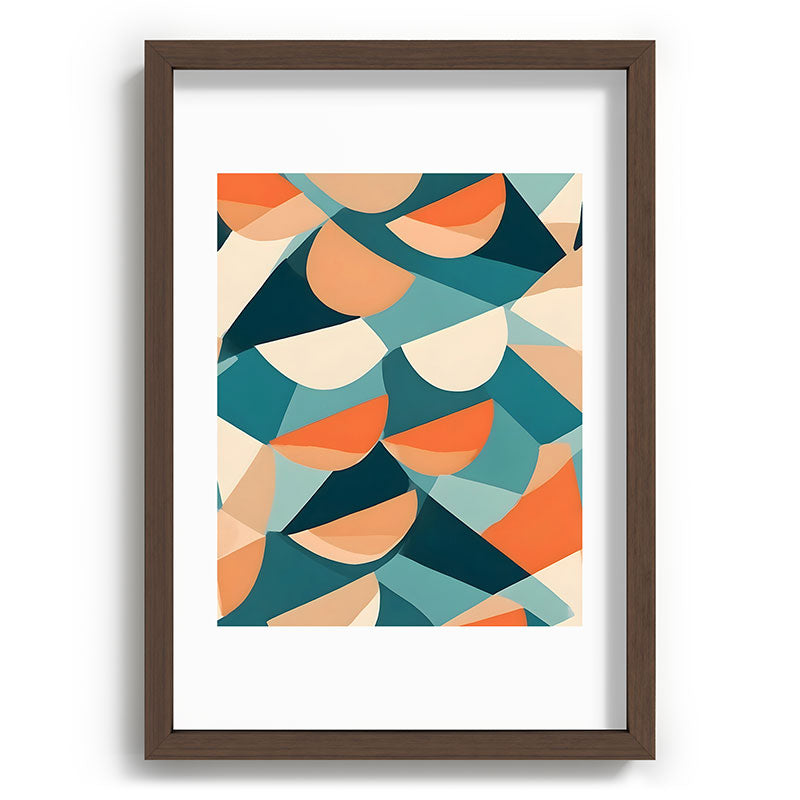 1/4 Cut, Abstract Fresh Fruits Citrus, Orange Lemon Illustration Scandinavian, Pastel Geometric Shapes eclectic Contemporary Modern Boho Framed Art Print