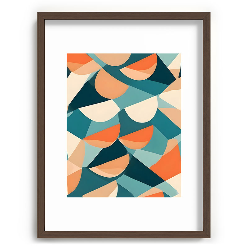 1/4 Cut, Abstract Fresh Fruits Citrus, Orange Lemon Illustration Scandinavian, Pastel Geometric Shapes eclectic Contemporary Modern Boho Framed Art Print