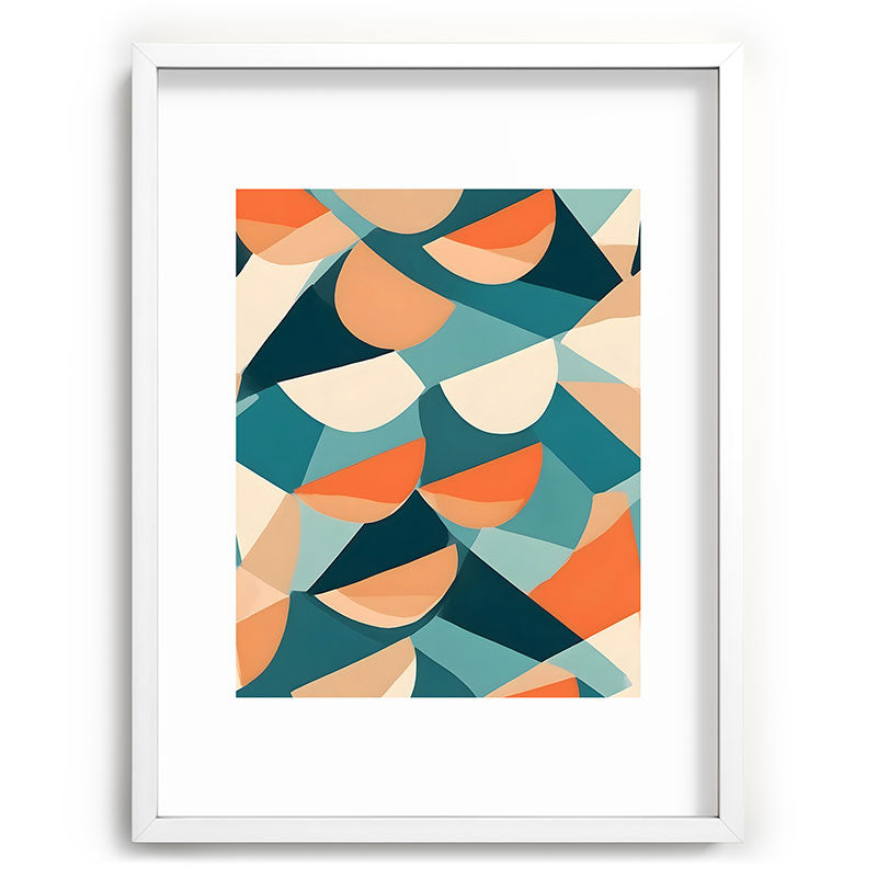 1/4 Cut, Abstract Fresh Fruits Citrus, Orange Lemon Illustration Scandinavian, Pastel Geometric Shapes eclectic Contemporary Modern Boho Framed Art Print