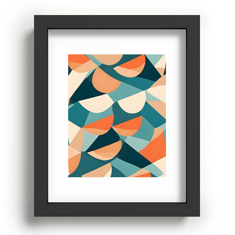 1/4 Cut, Abstract Fresh Fruits Citrus, Orange Lemon Illustration Scandinavian, Pastel Geometric Shapes eclectic Contemporary Modern Boho Framed Art Print