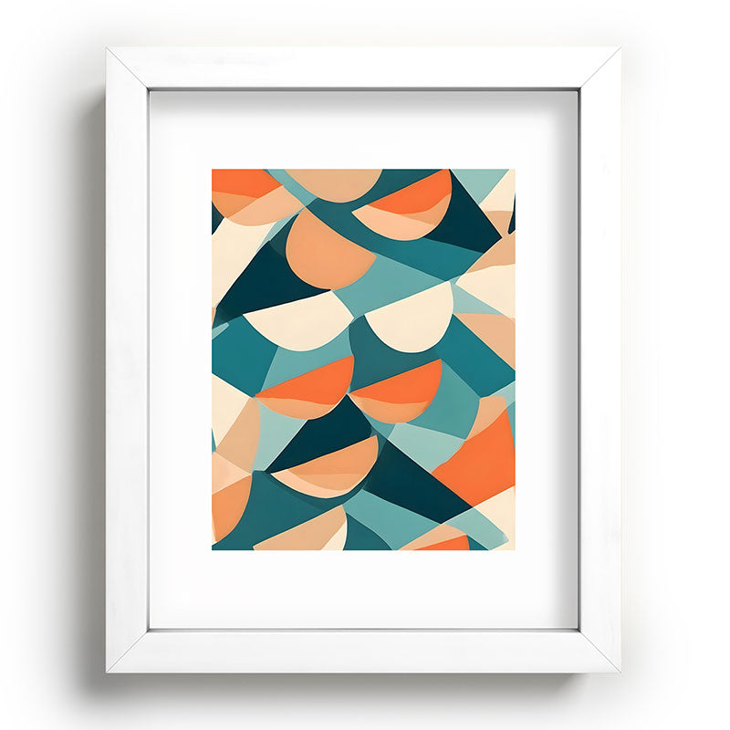 1/4 Cut, Abstract Fresh Fruits Citrus, Orange Lemon Illustration Scandinavian, Pastel Geometric Shapes eclectic Contemporary Modern Boho Framed Art Print