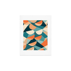1/4 Cut, Abstract Fresh Fruits Citrus, Orange Lemon Illustration Scandinavian, Pastel Geometric Shapes eclectic Contemporary Modern Boho Art Print