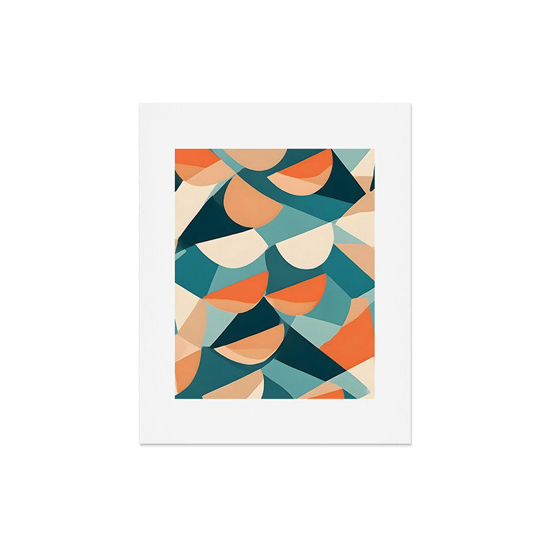 1/4 Cut, Abstract Fresh Fruits Citrus, Orange Lemon Illustration Scandinavian, Pastel Geometric Shapes eclectic Contemporary Modern Boho Art Print