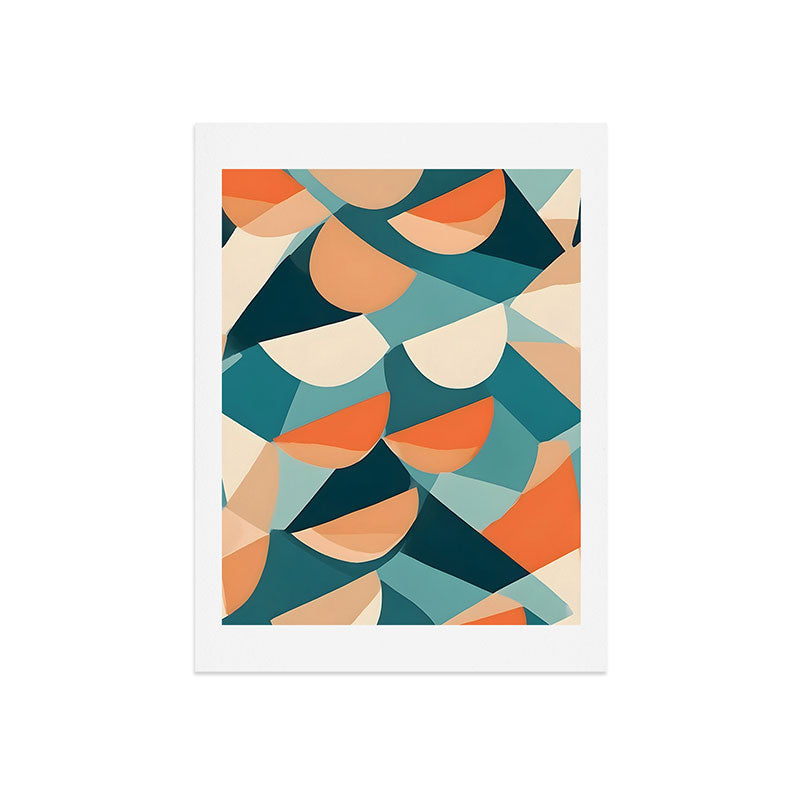 1/4 Cut, Abstract Fresh Fruits Citrus, Orange Lemon Illustration Scandinavian, Pastel Geometric Shapes eclectic Contemporary Modern Boho Art Print