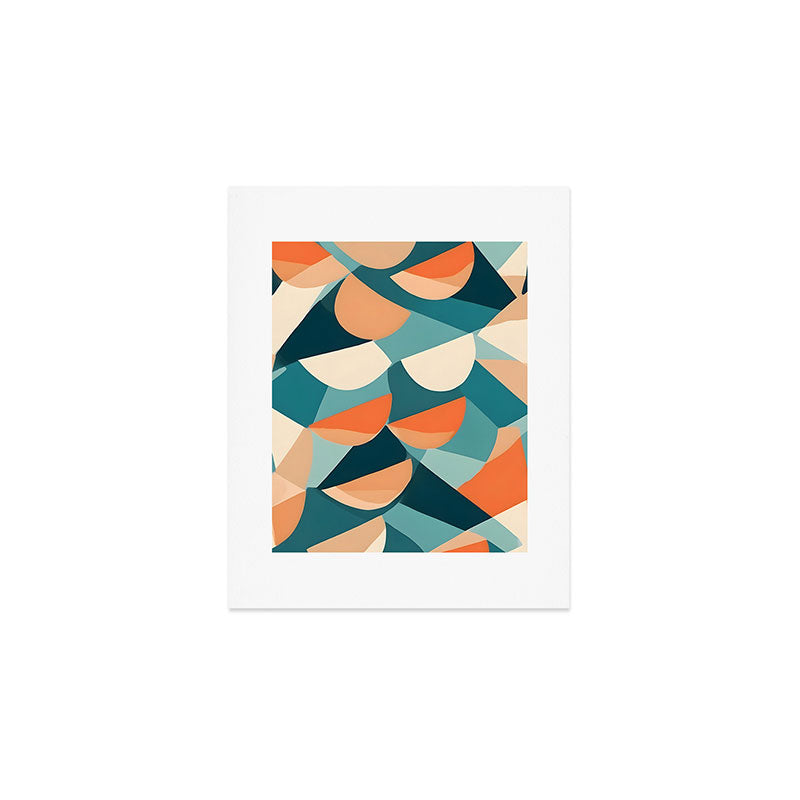 1/4 Cut, Abstract Fresh Fruits Citrus, Orange Lemon Illustration Scandinavian, Pastel Geometric Shapes eclectic Contemporary Modern Boho Art Print