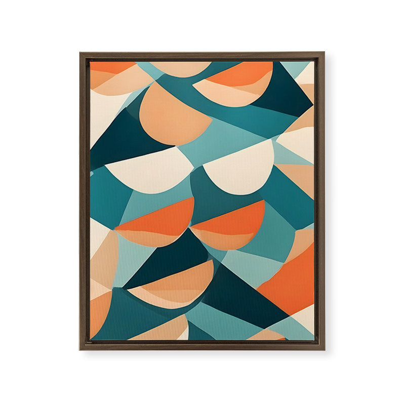 1/4 Cut, Abstract Fresh Fruits Citrus, Orange Lemon Illustration Scandinavian, Pastel Geometric Shapes eclectic Contemporary Modern Boho Framed Canvas Print
