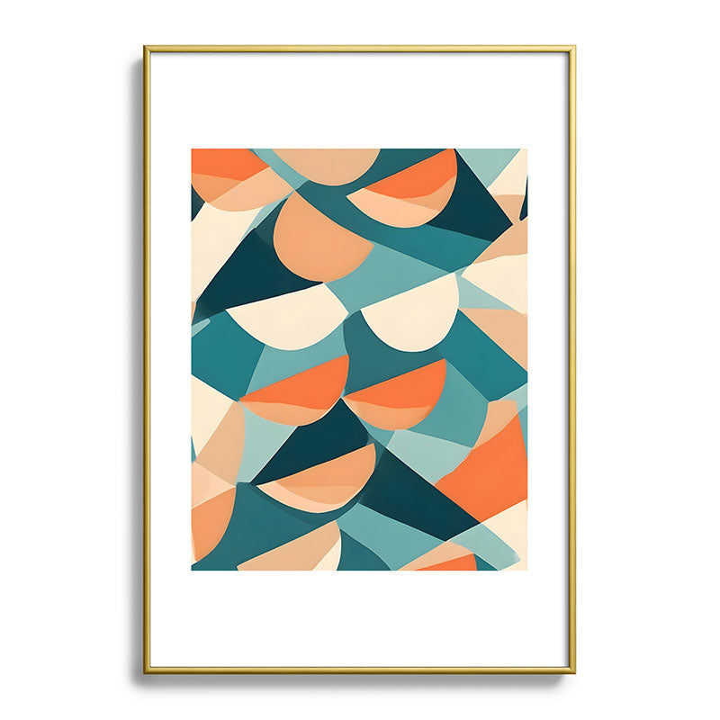 1/4 Cut, Abstract Fresh Fruits Citrus, Orange Lemon Illustration Scandinavian, Pastel Geometric Shapes eclectic Contemporary Modern Boho Framed Art Print