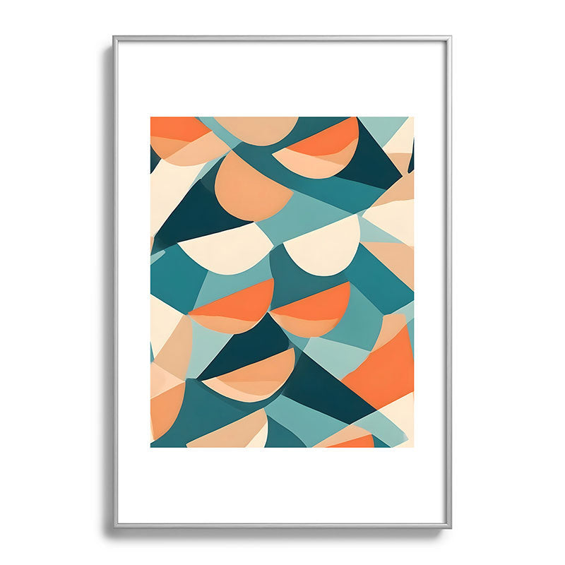 1/4 Cut, Abstract Fresh Fruits Citrus, Orange Lemon Illustration Scandinavian, Pastel Geometric Shapes eclectic Contemporary Modern Boho Framed Art Print