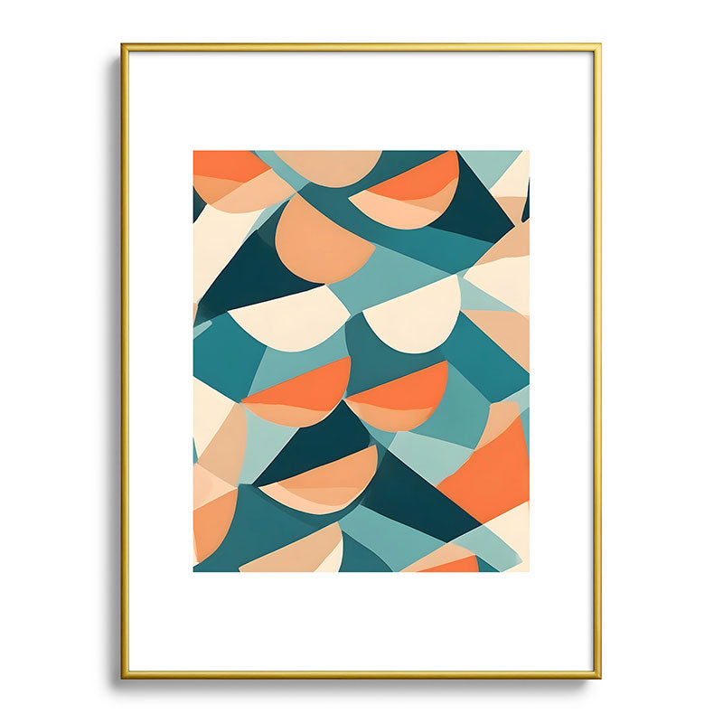 1/4 Cut, Abstract Fresh Fruits Citrus, Orange Lemon Illustration Scandinavian, Pastel Geometric Shapes eclectic Contemporary Modern Boho Framed Art Print