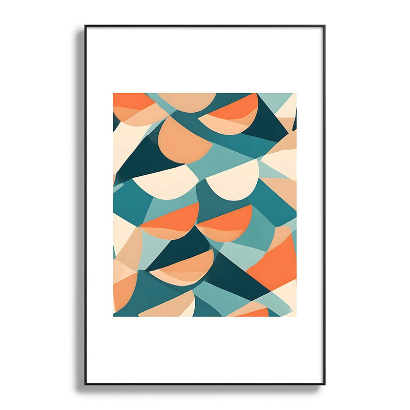1/4 Cut, Abstract Fresh Fruits Citrus, Orange Lemon Illustration Scandinavian, Pastel Geometric Shapes eclectic Contemporary Modern Boho Framed Art Print