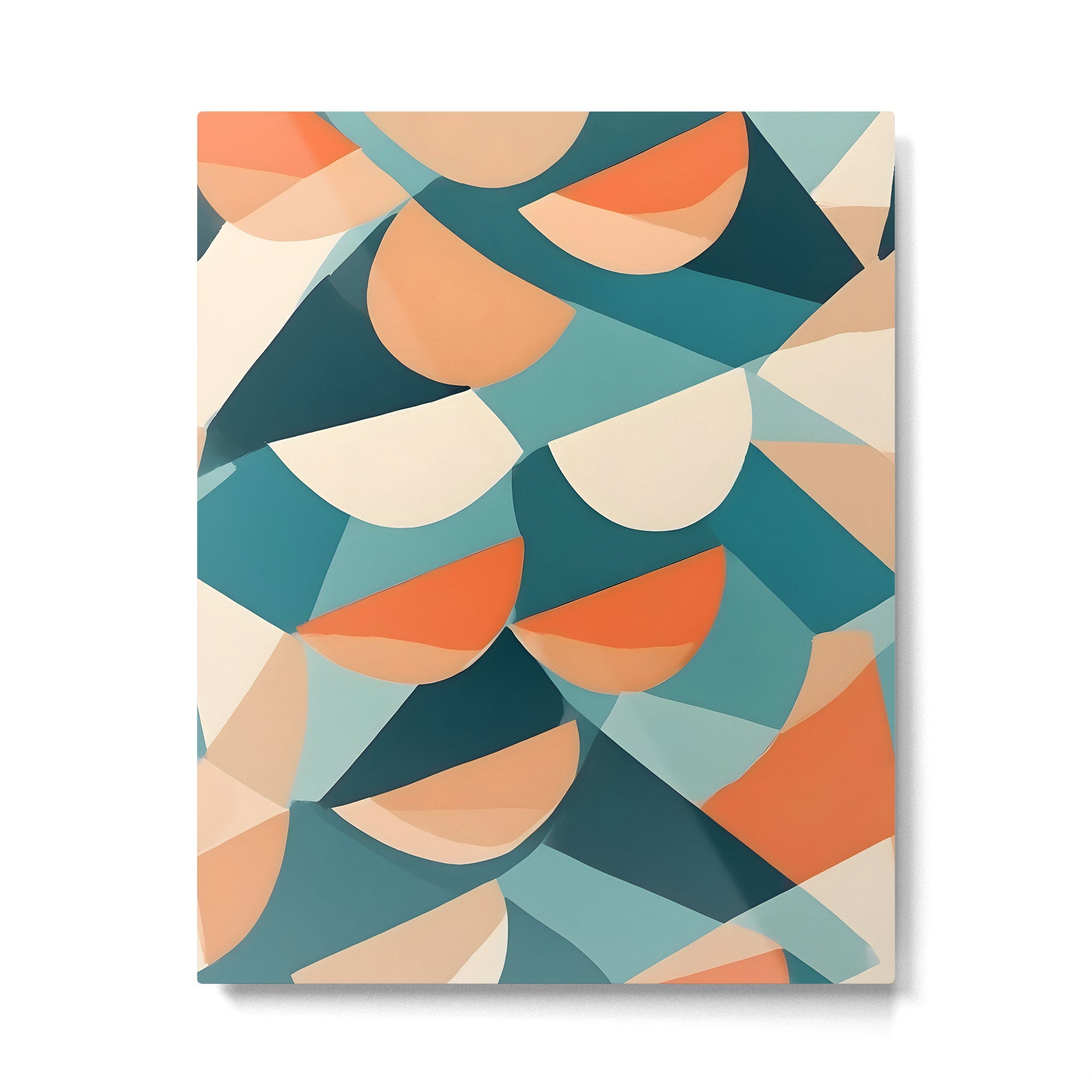 1/4 Cut, Abstract Fresh Fruits Citrus, Orange Lemon Illustration Scandinavian, Pastel Geometric Shapes eclectic Contemporary Modern Boho Metal Print