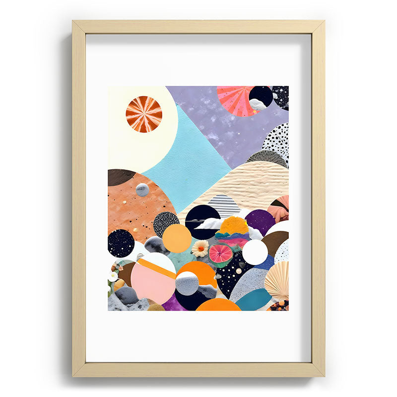 A Fantastic Journey, Graphic Collage Eclectic, Cutout Pop Art Contemporary, Snow Mountain Winter Textures Patterns, Geometric Digital Framed Art Print