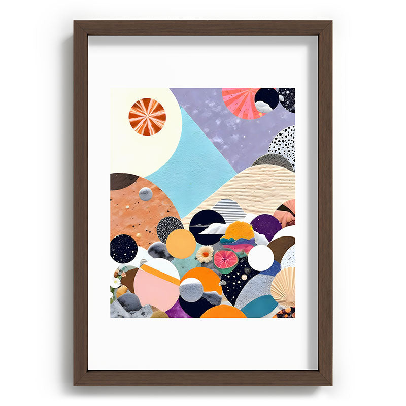 A Fantastic Journey, Graphic Collage Eclectic, Cutout Pop Art Contemporary, Snow Mountain Winter Textures Patterns, Geometric Digital Framed Art Print