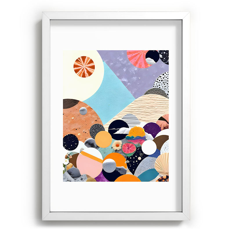 A Fantastic Journey, Graphic Collage Eclectic, Cutout Pop Art Contemporary, Snow Mountain Winter Textures Patterns, Geometric Digital Framed Art Print