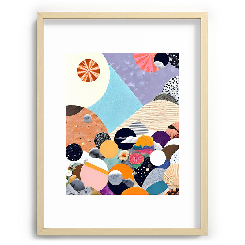 A Fantastic Journey, Graphic Collage Eclectic, Cutout Pop Art Contemporary, Snow Mountain Winter Textures Patterns, Geometric Digital Framed Art Print