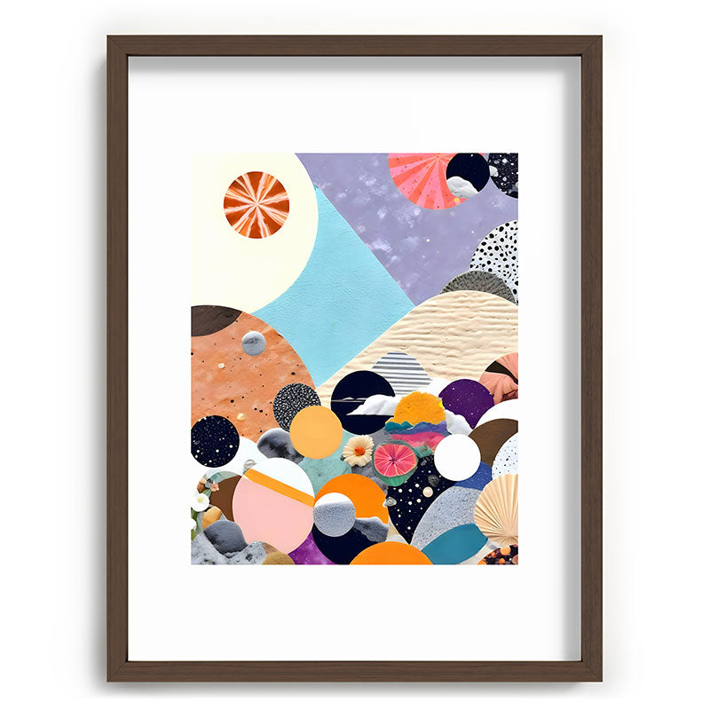 A Fantastic Journey, Graphic Collage Eclectic, Cutout Pop Art Contemporary, Snow Mountain Winter Textures Patterns, Geometric Digital Framed Art Print