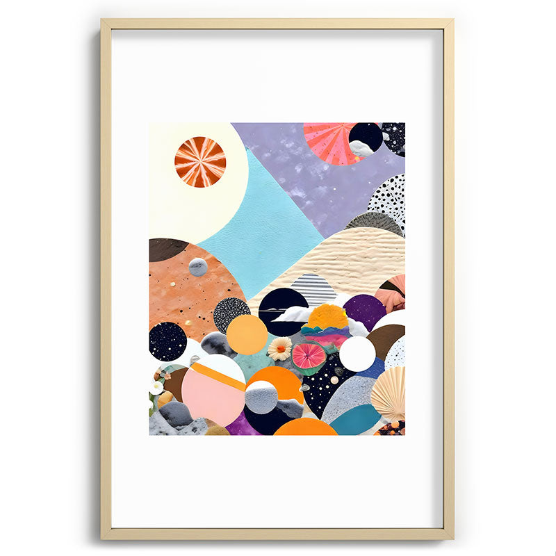 A Fantastic Journey, Graphic Collage Eclectic, Cutout Pop Art Contemporary, Snow Mountain Winter Textures Patterns, Geometric Digital Framed Art Print