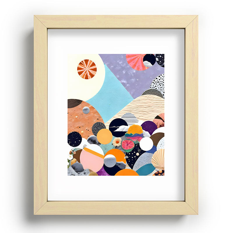 A Fantastic Journey, Graphic Collage Eclectic, Cutout Pop Art Contemporary, Snow Mountain Winter Textures Patterns, Geometric Digital Framed Art Print