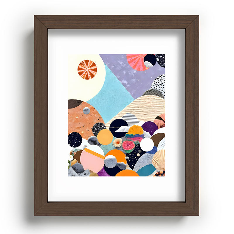 A Fantastic Journey, Graphic Collage Eclectic, Cutout Pop Art Contemporary, Snow Mountain Winter Textures Patterns, Geometric Digital Framed Art Print