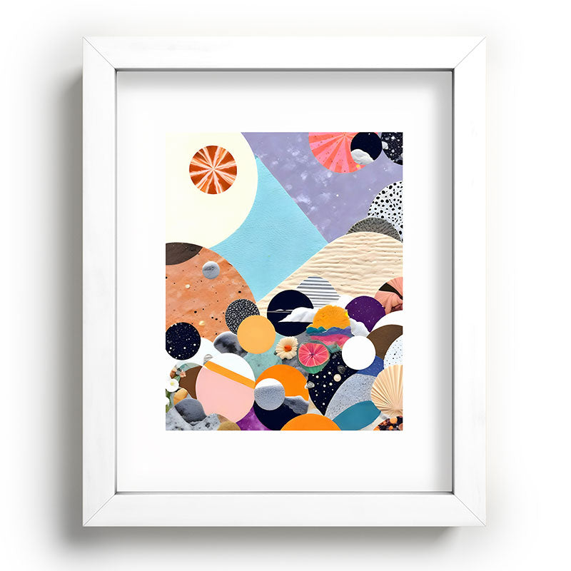 A Fantastic Journey, Graphic Collage Eclectic, Cutout Pop Art Contemporary, Snow Mountain Winter Textures Patterns, Geometric Digital Framed Art Print