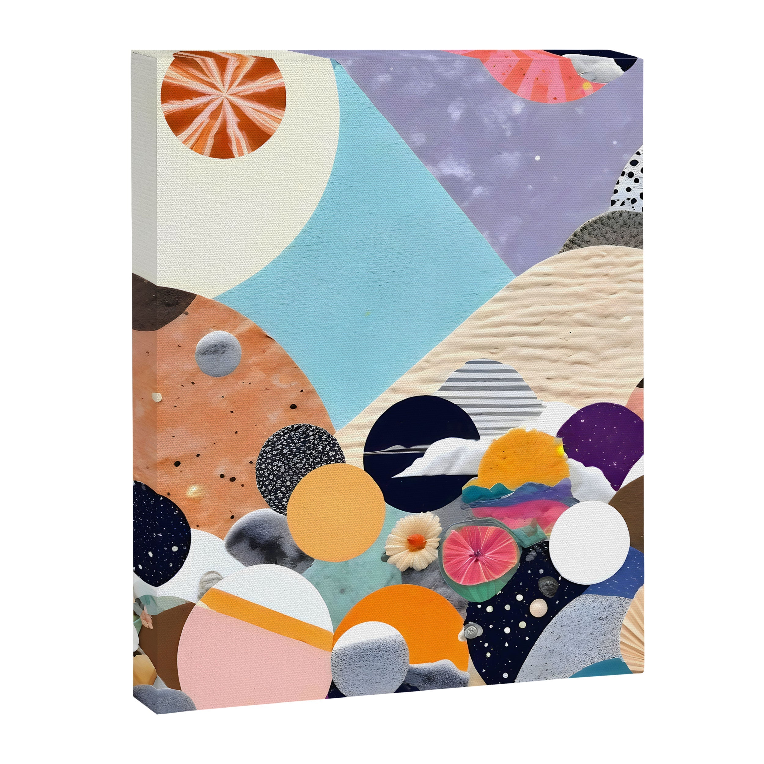 A Fantastic Journey, Graphic Collage Eclectic, Cutout Pop Art Contemporary, Snow Mountain Winter Textures Patterns, Geometric Digital Canvas Print