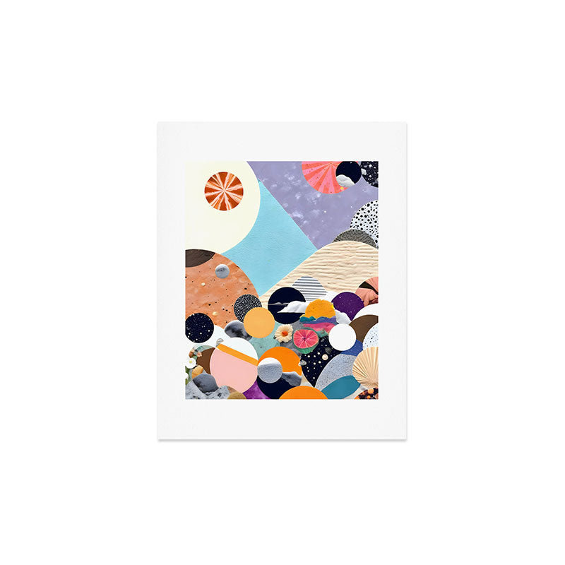 A Fantastic Journey, Graphic Collage Eclectic, Cutout Pop Art Contemporary, Snow Mountain Winter Textures Patterns, Geometric Digital Art Print