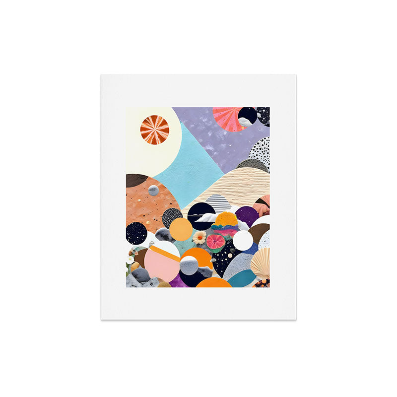 A Fantastic Journey, Graphic Collage Eclectic, Cutout Pop Art Contemporary, Snow Mountain Winter Textures Patterns, Geometric Digital Art Print