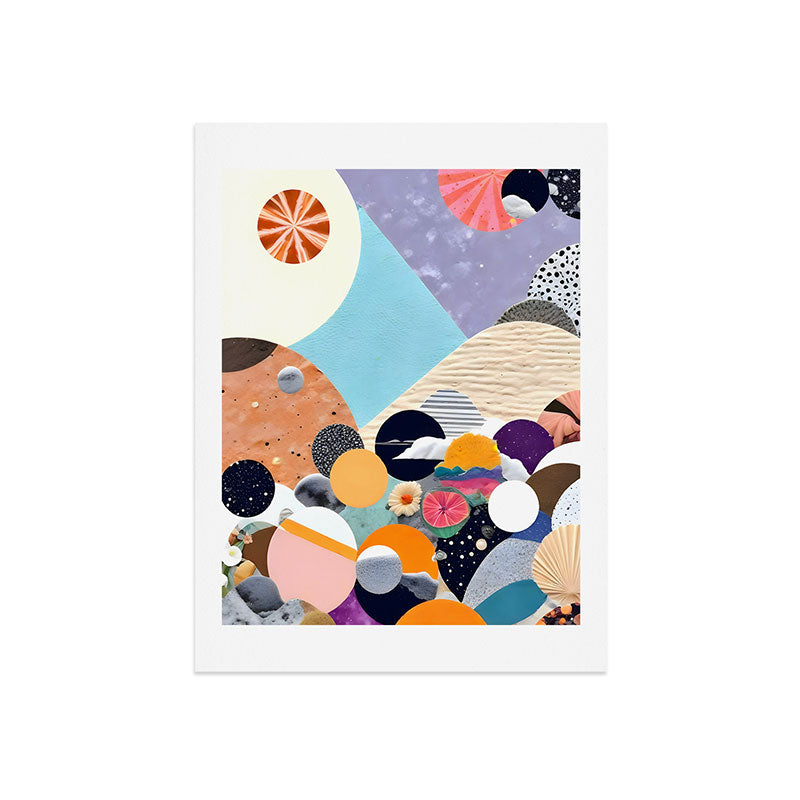 A Fantastic Journey, Graphic Collage Eclectic, Cutout Pop Art Contemporary, Snow Mountain Winter Textures Patterns, Geometric Digital Art Print
