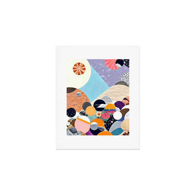 A Fantastic Journey, Graphic Collage Eclectic, Cutout Pop Art Contemporary, Snow Mountain Winter Textures Patterns, Geometric Digital Art Print