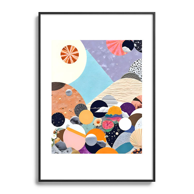 A Fantastic Journey, Graphic Collage Eclectic, Cutout Pop Art Contemporary, Snow Mountain Winter Textures Patterns, Geometric Digital Framed Art Print
