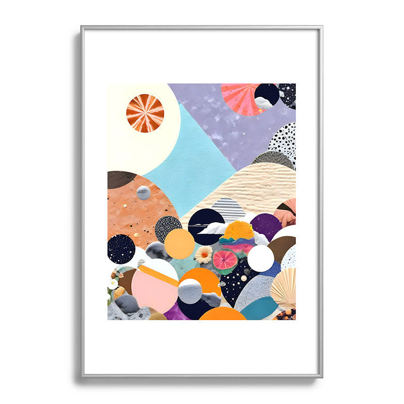 A Fantastic Journey, Graphic Collage Eclectic, Cutout Pop Art Contemporary, Snow Mountain Winter Textures Patterns, Geometric Digital Framed Art Print