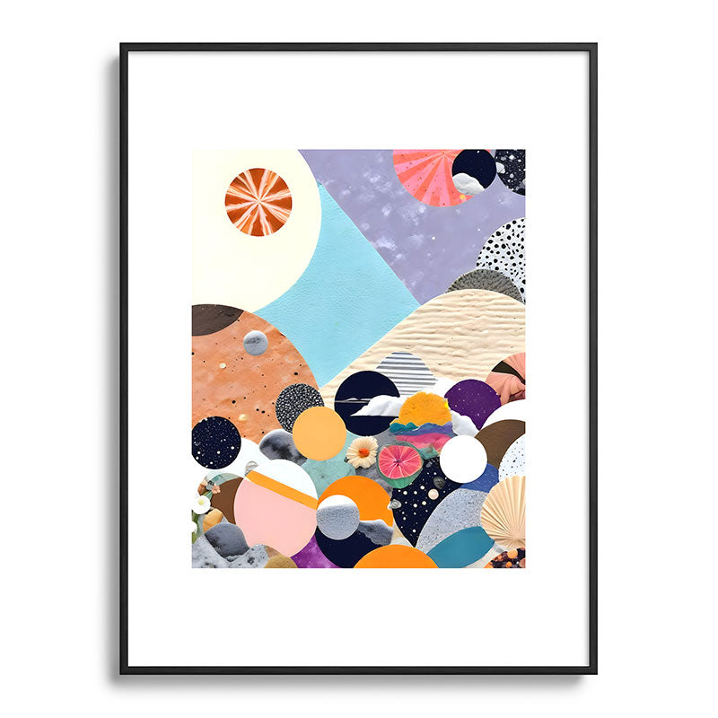 A Fantastic Journey, Graphic Collage Eclectic, Cutout Pop Art Contemporary, Snow Mountain Winter Textures Patterns, Geometric Digital Framed Art Print