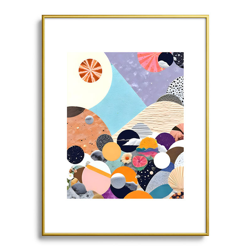 A Fantastic Journey, Graphic Collage Eclectic, Cutout Pop Art Contemporary, Snow Mountain Winter Textures Patterns, Geometric Digital Framed Art Print