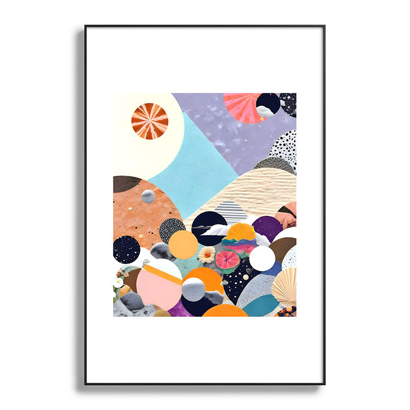A Fantastic Journey, Graphic Collage Eclectic, Cutout Pop Art Contemporary, Snow Mountain Winter Textures Patterns, Geometric Digital Framed Art Print