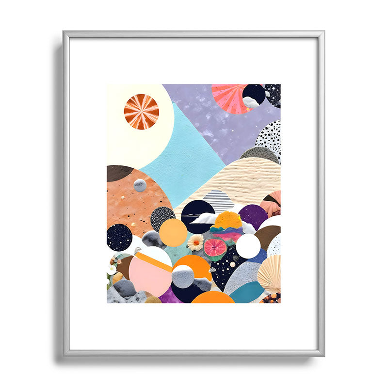 A Fantastic Journey, Graphic Collage Eclectic, Cutout Pop Art Contemporary, Snow Mountain Winter Textures Patterns, Geometric Digital Framed Art Print