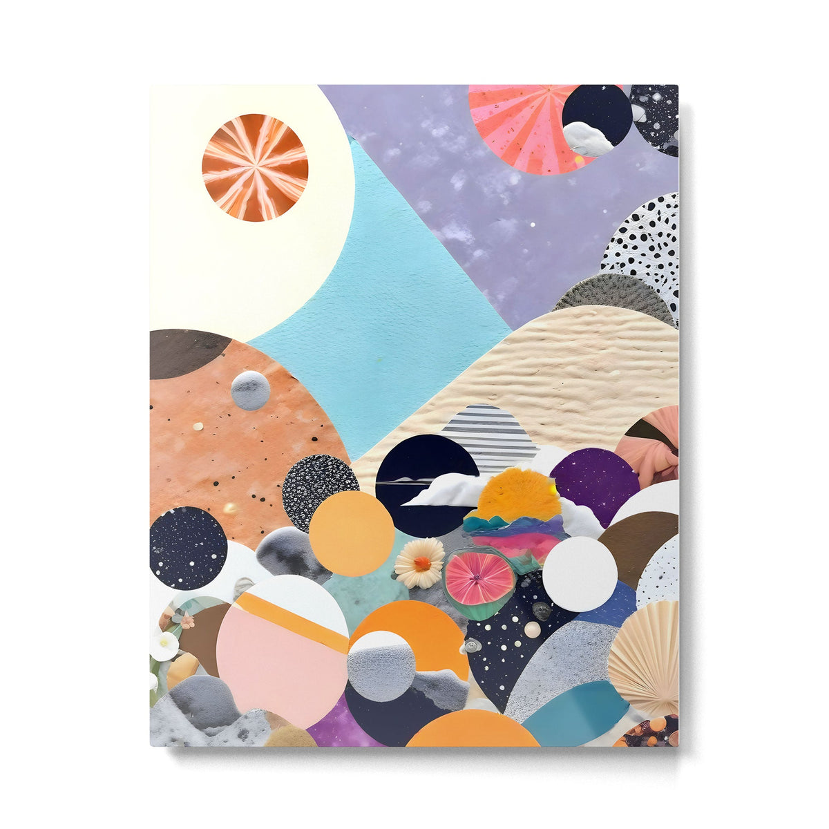 A Fantastic Journey, Graphic Collage Eclectic, Cutout Pop Art Contemporary, Snow Mountain Winter Textures Patterns, Geometric Digital Metal Print