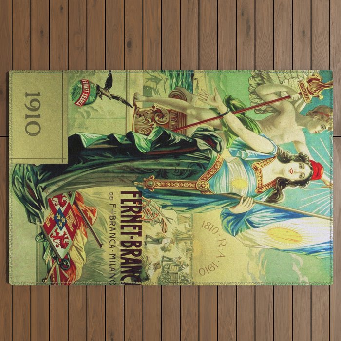 1910 Fernet Branca Liqueur Aperitif Advertisement Poster Print Outdoor Rug